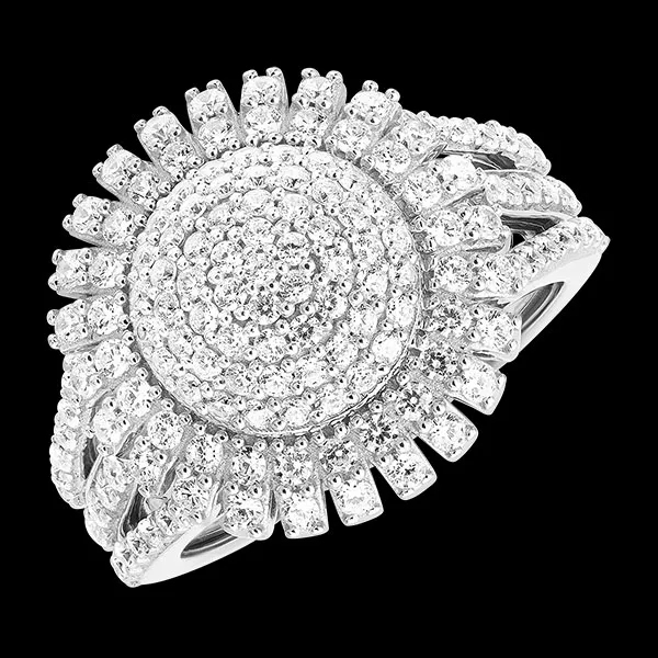 Anello Nova – Oro bianco 9 carati e diamanti sintetici