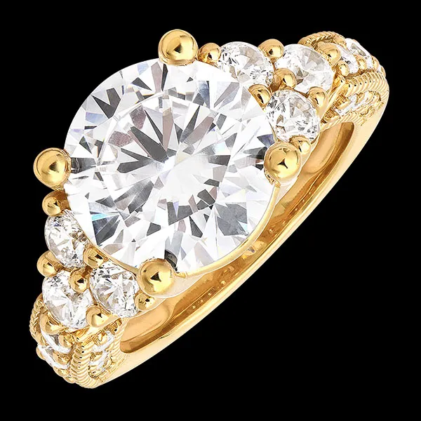 Anello Soléane – Oro giallo riciclato 9 carati e diamanti sintetici