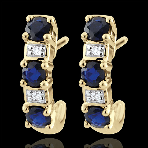 Creole Clarisse Yellow Gold Sapphire Earrings - 9 carats