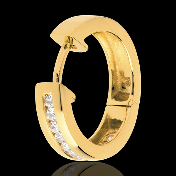 Créoles or jaune 18 carats diamants - serti rail - 0.24 carats - 22 diamants