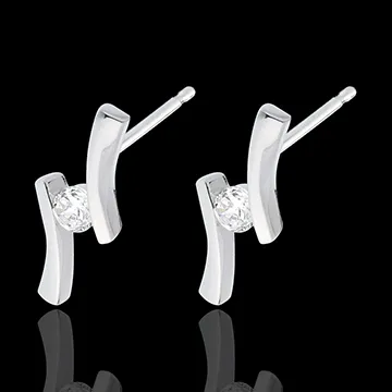 Cercei Cuib Preţios - Apostrof diamante - aur alb de 18K