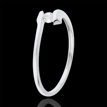 Inel Solitaire Apostrof - aur alb de 18K