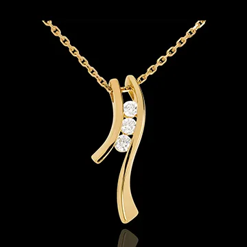 Colier Trilogie Cuib Preţios - Siluetă - aur galben de 9K - 3 diamante