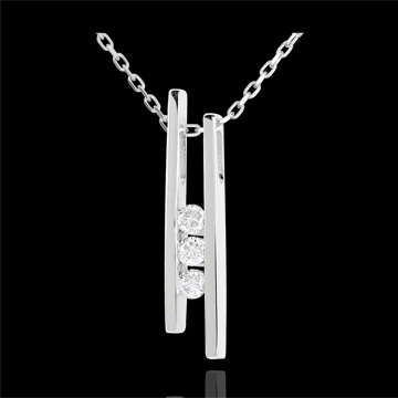 Colier Diapazon Trilogie din aur alb de 18K - 3 diamante