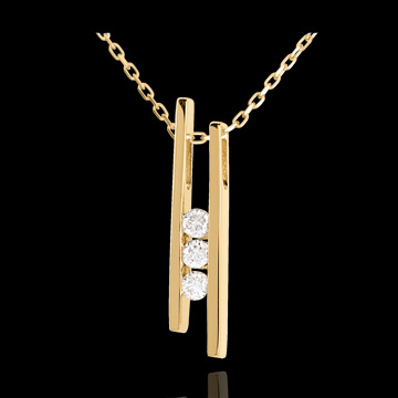 Colier Diapazon Trilogie din aur galben de 18K - 3 diamante