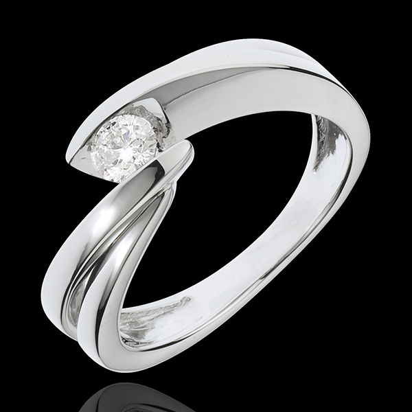Solitaire Cuib Preţios - Ondine - aur alb de 18K - 1 diamant: 0.21 carate.