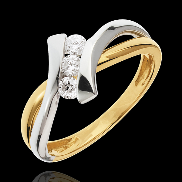 Inel Trilogie Cuib Preţios - Dolce Vita - 3 diamante 0.22 carate - aur alb şi aur galben de 18K