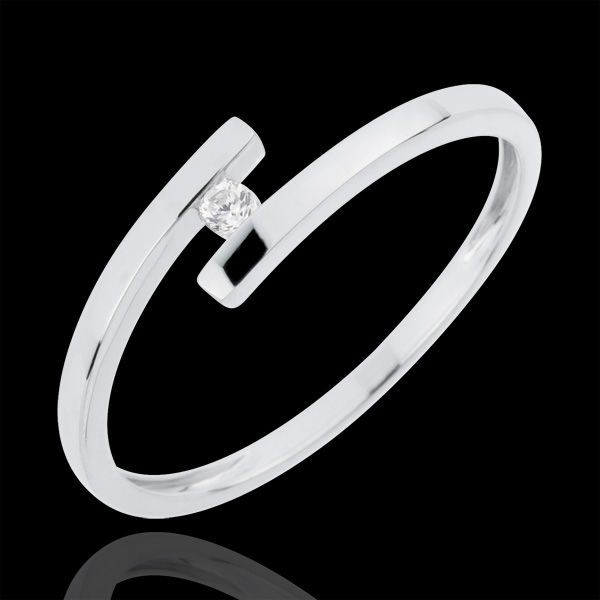 Solitaire Cuib Preţios - Iubire Pură - aur alb de 18K - diamant 0.03 carate