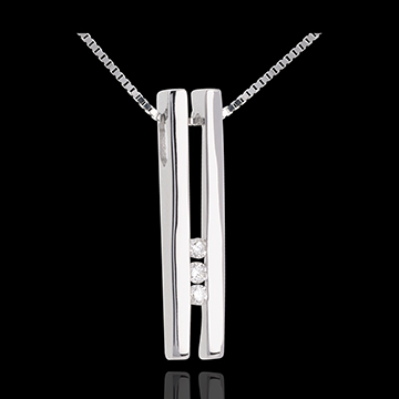 Colier Diapazon Trilogie din aur alb de 18K - 3 diamante