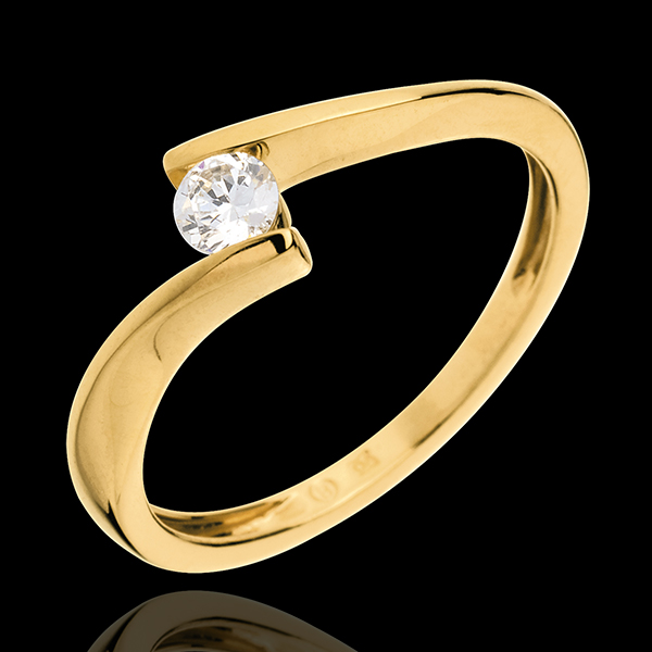 Solitaire Cuib Preţios - Apostrof - aur galben de 18K - diamant de 0.16 carate