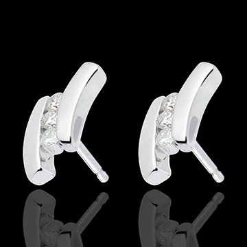 Cercei Cuib Preţios - Ghilimele - aur alb de 18K - 6 diamante