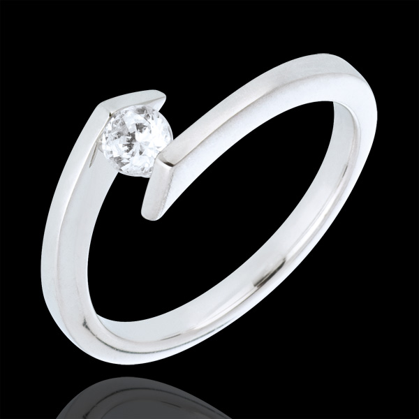 Inel Solitaire Prinţesă stea aur alb de 18K - diamant 0.22 carate
