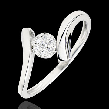 Solitaire Cuib Preţios - Sâmbure de iubire - aur alb de 18K - 0.05 carate - aur alb de 18K