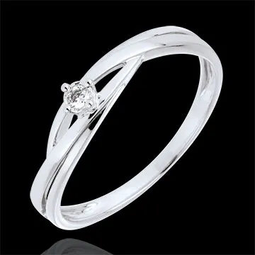 Solitaire Cuib Preţios - Dova - aur alb de 18K - diamante de 0.03 carate