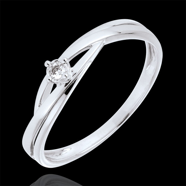Solitaire Cuib Preţios - Dova - aur alb de 18K - diamante de 0.03 carate