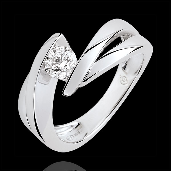 Solitaire Cuib Preţios - Ondine - diamant 0.4 carate - aur alb de 18K
