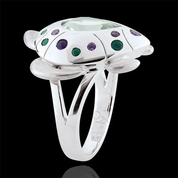 Ring Dagdromen - oceaan Schildpad - zilver en edelstenen