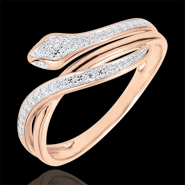 Ring Dagdromen - BetoPluimende Slang- roségoud met Diamanten