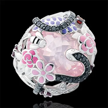 Ring Dagdromen - roze Paradijs - zilver Diamanten en edelstenen