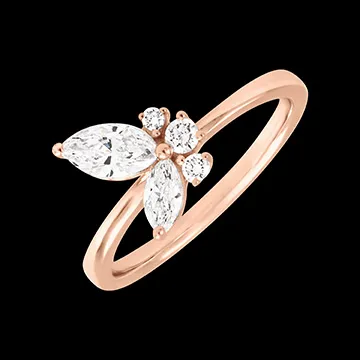 Middernacht Vlinder Ring - 18 karaat roségoud met synthetische diamanten