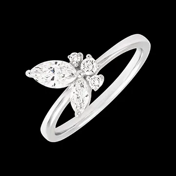 Middernacht Vlinder Ring - 18 karaat witgoud met synthetische diamanten