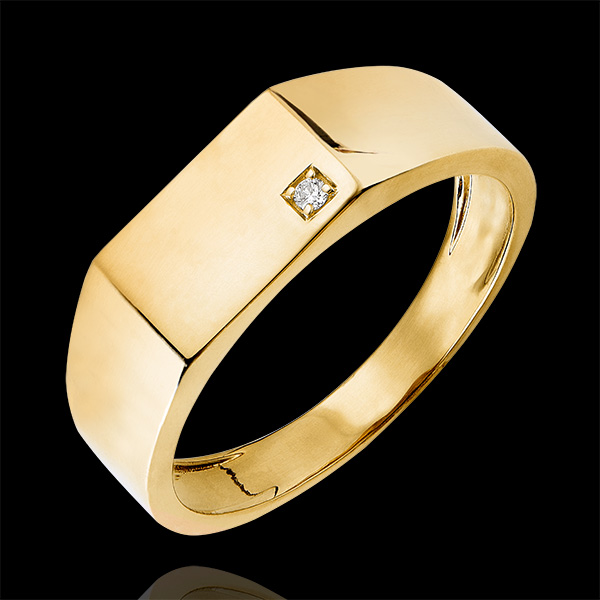 Ring Dämmerschein - Siegelring Hector - 9 Karat Gelbgold und Diamant