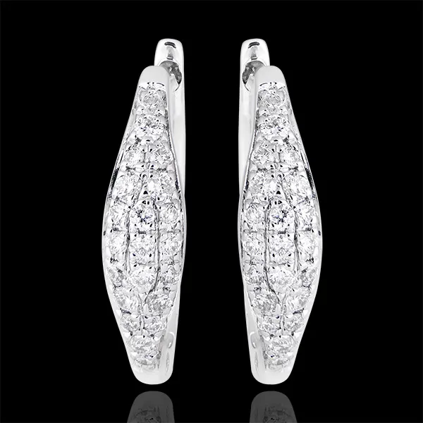 Cercei mini creole pavate - Lacrimi - aur alb de 18k și diamante