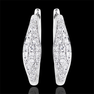 Cercei mini creole pavate - Lacrimi - aur alb de 18k și diamante