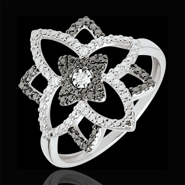 Inel aur alb de 9K şi diamante Destin - Floarea Lunii