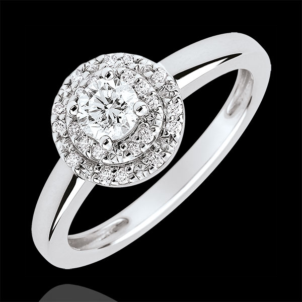 Inel de logodnă Destin - Double Halo - diamant 0.25 carate - aur alb de 18K