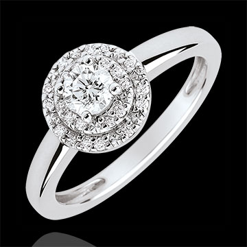 Inel de logodnă Destin - Double Halo - diamant 0.25 carate - aur alb de 18K
