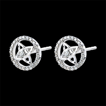 Boucles d'Oreilles Destinée - or blanc 9 carats et diamants 