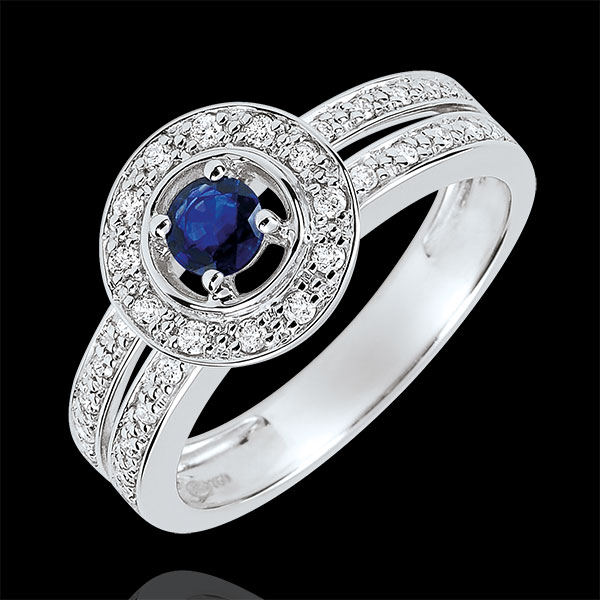 Bague de Fiançailles Destinée - Lady - saphir 0.2 carat et diamants - or blanc 18 carats