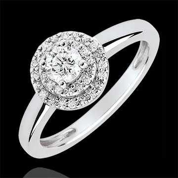 Bague de Fiançailles Destinée - Double halo - diamant 0.25 carat - or blanc 18 carats