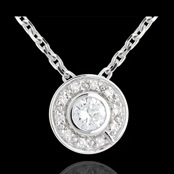 Pendentif bouton or blanc 18 carats - 0.19 carat