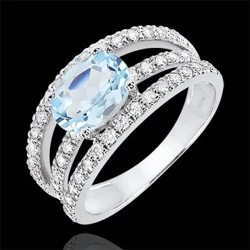 Bague de Fiançailles Destinée - Duchesse variation - topaze 1.57 carats et diamants - or blanc 18 carats