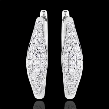 Boucles d'oreilles mini créoles - Larmes pavées - or blanc 18 carats et diamants