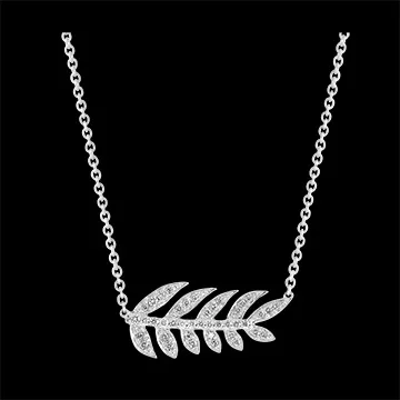 Collier Destinée - Lauriers de Gloire - or blanc 9 carats et diamants
