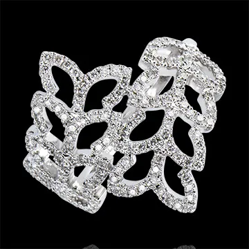 Bague Destinée - Feuilles de Saule - or blanc 9 carats et diamants