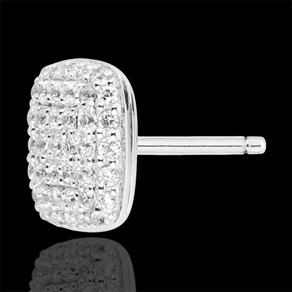 Boucles d'oreilles Coussins diamants or blanc 18 carats
