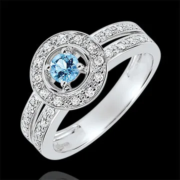 Destiny Engagement Ring - Lady - 0.2 carat topaz and diamonds - white gold 18 carats