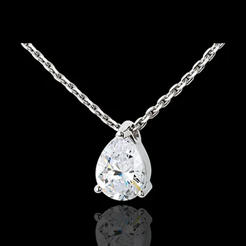Teardrop diamond necklace-white gold - 1.25 carat