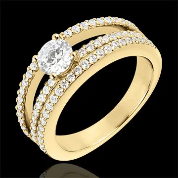 Anello di fidanzamento Destino - Duchessa - oro giallo - diamante centrale 0.5 carati - 67 diamanti