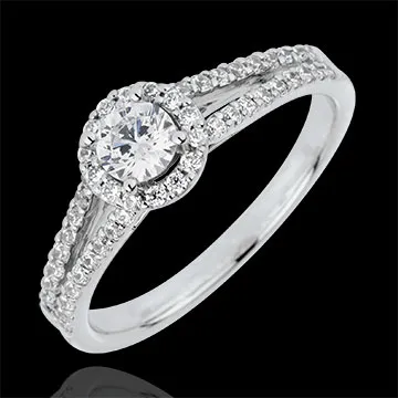 Anello di fidanzamento Destino - Giuseppina - Oro bianco - 18 carati - Diamante centrale - 0.3 carati