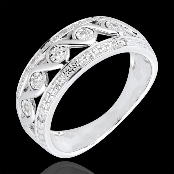 Anello Destino - Diana - Oro bianco - 18 carati - 13 Diamanti