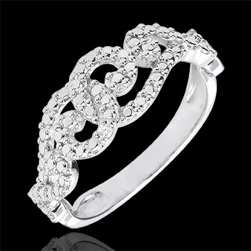 Anello Destino - Arabeschi Intrecciati - Oro bianco - 9 carati - Diamante