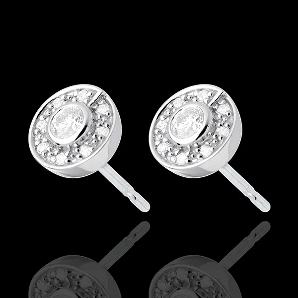 Orecchini Bottone - Oro bianco - 18 Diamanti - 0.25 carati