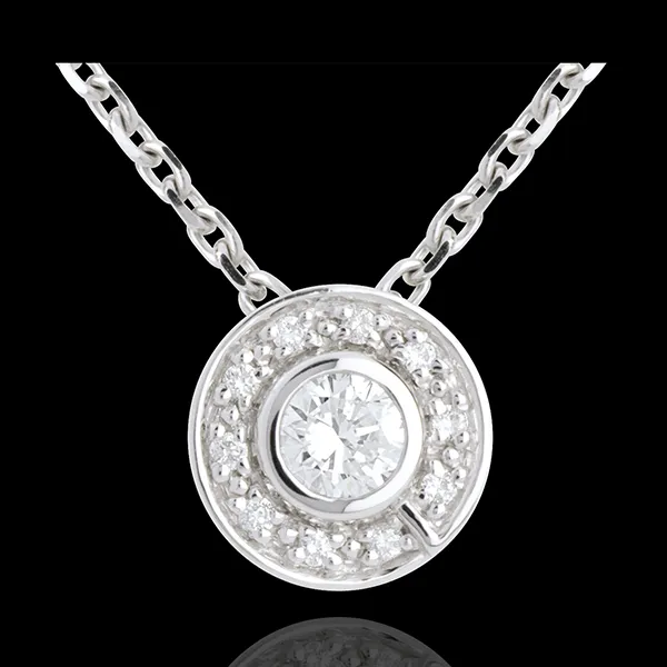 Ciondolo Bottone - Oro bianco - 18 carati - Diamante -0.25 carati