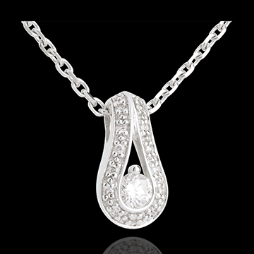 Ciondolo Pendenza pavé - Oro bianco - 18 carati - Diamante - 0.22 carati