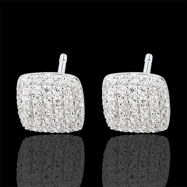 Orecchini Cuscino Prezioso - Oro bianco - 18 carati - 90 Diamanti - 0.50 carati